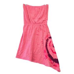Mudd Red Strapless Mini Dress Casual Tie Dye Pull-on Elastic Waist Womens Size M